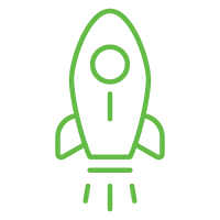 Icon of a rocket to represent growth minded teamwork as a Growmail employee