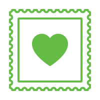 Icon of a stamp with heart in the middle for Mail Nerds who want to work at Growmail