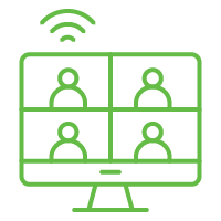 Icon of a computer screen with people figures to show Growmail is remote work friendly.