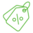 Green icon of merchandise tags with a % sign on one to represent Discount Zones from Growmail